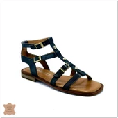 Janestt Kadın Hakik Deri Zımbalı Bodrum Sandalet 265-16222 - 2