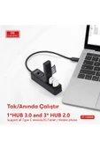 HUB08 Tak Çalıştır 3 Adet Usb 2.0 ve 1 Adet Usb 3.0 Çıkışlı Usb Çoklayıcı - Siyah - 5