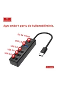 HUB08 Tak Çalıştır 3 Adet Usb 2.0 ve 1 Adet Usb 3.0 Çıkışlı Usb Çoklayıcı - Siyah - 3
