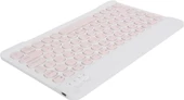 Chuwi Ubook X Pro 13" Uyumlu Kablosuz Bluetooth Şarj Edilebilir Yuvarlak Tuşlu Klavye - Pembe - 4