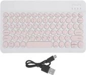 Chuwi Ubook X Pro 13" Uyumlu Kablosuz Bluetooth Şarj Edilebilir Yuvarlak Tuşlu Klavye - Pembe - 6
