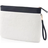 The Mia BAG029 Peluş Clutch Çanta Beyaz 26 x 33 Cm - 1