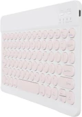 Hometech Alfa 10 TX 10.1" Uyumlu Kablosuz Bluetooth Şarj Edilebilir Yuvarlak Tuşlu Klavye - Pembe - 9