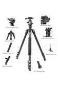 Zomei M6 DSLR Tripod 12kg Taşıma Kapasiteli Profesyonel Alüminyum Alaşım 161cm Çantalı thumbnail 7