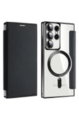 Galaxy S24 Plus uyumlu Flip Cover MagSafe uyumlu Kamera Lens Korumalı Kartlıklı VİNLEKS Deri Kılıf - 1
