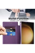 Galaxy S24 Plus uyumlu Flip Cover MagSafe uyumlu Kamera Lens Korumalı Kartlıklı VİNLEKS Deri Kılıf - 5