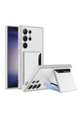Galaxy S24 ile uyumlu Kartlıklı Standlı Suni Deri Magnetic özellikli MagSafe ile uyumlu Case - 1