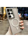 Galaxy S24 ile uyumlu Kamera Lens Aparatlı Stand Olabilen Magsafe ile uyumlu Şeffaf Color Magnetic - 1