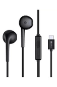 Type-C Kablolu Siyah Renk USB C Uyumlu Telefonlar için  Mikrofonlu Kulakiçi Kulaklık AUT124-E thumbnail 1