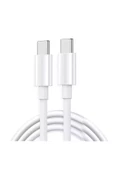 Type-C to Type-C 60W iPhone 15 Uyumlu Data ve şarj Kablo 1 Metre Beyaz Renk USB C to USB C Kablo thumbnail 1