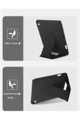 Galaxy Tab A9+ ile uyumlu Kılıf Lüks Kadife İç Kaplamalı Suni Deri, Mıknatıslı V- Stand Arka Kapak - 5
