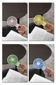 Şarjlı Taşınabilir Mini USB Fan Led Işıklı Masa Üstü 3 Kademeli Mini Vantilatör Soğutucu 11cm YS2269 - 5