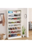 aden home senin evin senin dünyan Beyaz Ayakkabılık Rafı, 8 Raflı Mdf Ayakkabılık, Ayakkabı Standı, Geniş Raf, Çok Amaçlı Raf, Mayk02 - 3