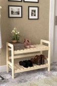 aden home senin evin senin dünyan Dekoratif Ahşap Ayakkabılık, Çok Amaçlı Ahşap Raf, Dolap, 2 Katlı - 1