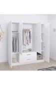 aden home senin evin senin dünyan 4 Kapaklı Gardırop, %100 Mdf Beyaz Gardırop, Elbise Dolabı, Kapaklı Çekmeceli Beyaz Gardırop - 4