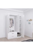 aden home senin evin senin dünyan 3 Kapaklı Gardırop, %100 MDF Beyaz Gardırop, Elbise Dolabı, Kapaklı Çekmeceli Beyaz Gardırop - 7