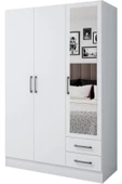 aden home senin evin senin dünyan 3 Kapaklı Gardırop, %100 MDF Beyaz Gardırop, Elbise Dolabı, Kapaklı Çekmeceli Beyaz Gardırop - 3