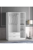 aden home senin evin senin dünyan 3 Kapaklı Gardırop, %100 MDF Beyaz Gardırop, Elbise Dolabı, Kapaklı Çekmeceli Beyaz Gardırop - 2
