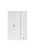 aden home senin evin senin dünyan 3 Kapaklı Gardırop, %100 MDF Beyaz Gardırop, Elbise Dolabı, Kapaklı Çekmeceli Beyaz Gardırop - 5