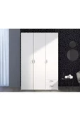 aden home senin evin senin dünyan 3 Kapaklı Gardırop, %100 MDF Beyaz Gardırop, Elbise Dolabı, Kapaklı Çekmeceli Beyaz Gardırop - 1