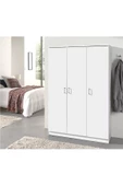 aden home senin evin senin dünyan 3 Kapaklı Gardırop, %100 MDF Beyaz Gardırop, Elbise Dolabı, Kapaklı Çekmeceli Beyaz Gardırop - 1