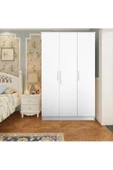 aden home senin evin senin dünyan 3 Kapaklı Raflı Beyaz Gardırop, %100 Mdf Gardırop, Elbise Dolabı - 1