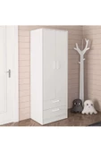 aden home senin evin senin dünyan 2 Kapaklı 2 Çekmeceli Gardırop, MDF Beyaz Gardırop, Elbise Dolabı, Çok Amaçlı Dolap - 6