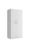 aden home senin evin senin dünyan Zenith 2 Kapaklı Çekmeceli Gardırop, Elbise Dolabı, %100 Beyaz Mdf - 4