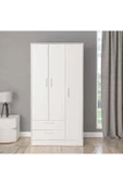 aden home senin evin senin dünyan 3 Kapaklı 2 Çekmeceli Gardırop, MDF Beyaz Gardırop, Elbise Dolabı, Çok Amaçlı Dolap - 6