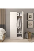 aden home senin evin senin dünyan 2 Kapaklı Beyaz Gardırop, %100 Mdf Gardırop, Elbise Dolabı, Çok Amaçlı Dolap - 4