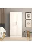 aden home senin evin senin dünyan 2 Kapaklı Beyaz Gardırop, %100 Mdf Gardırop, Elbise Dolabı, Çok Amaçlı Dolap - 3