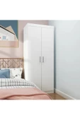 aden home senin evin senin dünyan 2 Kapaklı Beyaz Gardırop, %100 Mdf Gardırop, Elbise Dolabı - 3