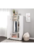 aden home senin evin senin dünyan 2 Kapaklı 6 Raflı Gardırop, Beyaz Gardırop, %100 Mdf Gardırop, Elbise Dolabı - 1