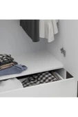 aden home senin evin senin dünyan 2 Kapaklı Çekmeceli Beyaz Gardırop, %100 Mdf Gardırop, Elbise Dolabı - 5