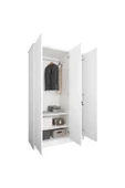 aden home senin evin senin dünyan 3 Kapaklı Raflı Beyaz Gardırop, %100 Mdf Gardırop, Elbise Dolabı - 3