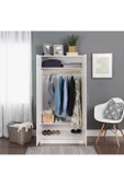 aden home senin evin senin dünyan 2 Kapaklı Beyaz Gardırop, %100 Mdf Gardırop, Elbise Dolabı, Çok Amaçlı Dolap - 5