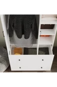 aden home senin evin senin dünyan Aynalı Kapaklı Çekmeceli Açık Gardırop, Elbise Dolabı, Beyaz MDF, 180x90cm, M-GRD26 - 3