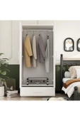 aden home senin evin senin dünyan Zenith 2 Kapaklı Çekmeceli Gardırop, Elbise Dolabı, %100 Beyaz Mdf - 6
