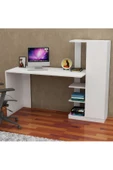 aden home senin evin senin dünyan Kitaplıklı Çalışma Masası, Beyaz MDF Çalışma Masası, Bilgisayar Masası - 1