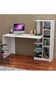 aden home senin evin senin dünyan Kitaplıklı Çalışma Masası, Beyaz MDF Çalışma Masası, Bilgisayar Masası - 2