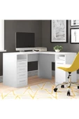 aden home senin evin senin dünyan Kitaplıklı Çalışma Masası, %100 MDF Beyaz Çalışma Masası, Ofis Çalışma Masası, L Masa, CM91 - 2