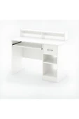 aden home senin evin senin dünyan Kitaplıklı Çalışma Masası, Bilgisayar Masası, %100 Beyaz MDF Çekmeceli Çalışma Masası CM102 - 3