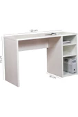 aden home senin evin senin dünyan Kitaplıklı Çalışma Masası, Bilgisayar Masası, %100 Beyaz MDF Ofis Çalışma Masası CM107 - 4