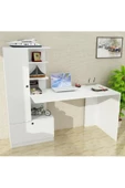 aden home senin evin senin dünyan Mira B Kitaplıklı Dekoratif Beyaz Çalışma Masası, Genç Odası, %100 MDF, CM30B - 1
