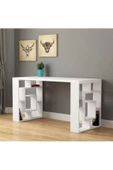 aden home senin evin senin dünyan Kitaplıklı Çalışma Masası, %100 Beyaz MDF Dekoratif Çalışma Masası, Ofis Çalışma Masası, CM100 - 1