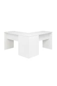 aden home senin evin senin dünyan Beyaz Çalışma Masası, Ofis Çalışma Masası, Kitaplıklı Çalışma Masası, 140x140cm - CM73 - 6