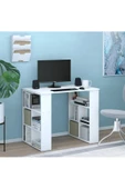aden home senin evin senin dünyan Kitaplıklı Dekoratif Çalışma Masası, %100 Mdf Beyaz Çalışma Masası, Ders Çalışma Masası - Cm59 - 1