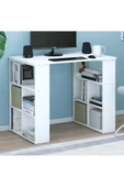 aden home senin evin senin dünyan Kitaplıklı Dekoratif Çalışma Masası, %100 Mdf Beyaz Çalışma Masası, Ders Çalışma Masası - Cm59 - 2