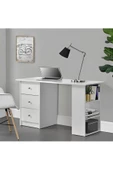 aden home senin evin senin dünyan Kitaplıklı Beyaz Çalışma Masası, %100 Mdf Çalışma Masası, Çekmeceli Masa, Genç Odası - 5