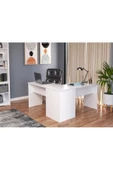 aden home senin evin senin dünyan Beyaz Çalışma Masası, Ofis Çalışma Masası, Kitaplıklı Çalışma Masası, 140x140cm - CM73 - 1